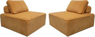 Sweeek Sof&aacute; modular de pana, 2 plazas, mostaza