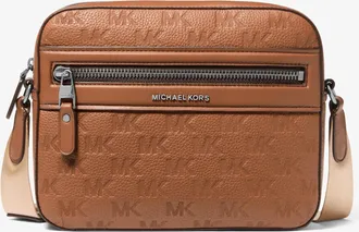 Michael Kors Jet Set Logo Embossed Leather Crossbody Bag