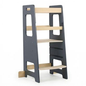 Relaxdays Relaxdays Lernturm, Altura Ajustable, Antivuelco, (al X An X F) 90 X 40 X 44 Cm, Torre Infantil, Antracita/natural