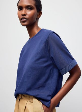 Sessun Womens Samico striped cuff-sleeve T-shirt