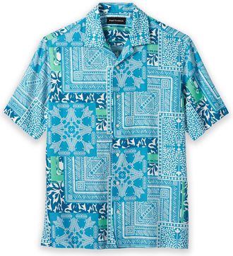 Paul Fredrick Slim Fit Linen Blend Bandana Casual Shirt