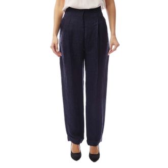 Emporio Armani Womens Trousers in Navy Viscose - Size 14 UK