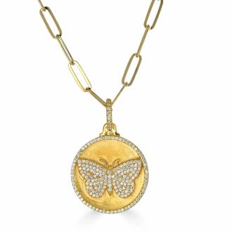 Rachel Reinhardt Jewelry Womens Pave Butterfly Necklace In Gold