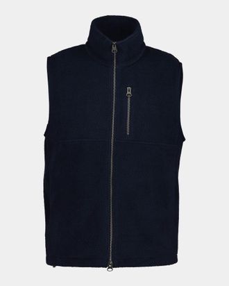 GANT Mens Regular Fit Sleeveless Logo Detail Fleece Gilet in Navy Recycled Material - Size X-Large