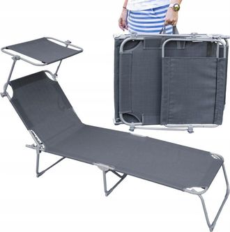 OEM Silla De Jard&iacute;n Plegable Con Techo Silla De Playa De Acero Gris