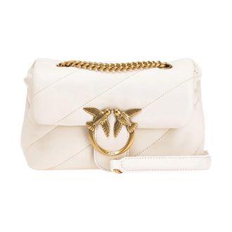 Pinko Gewatteerde Leren Handtas Love Birds - Dames - Schoudertassen - Beige - ONE Size - Leer - Tassen
