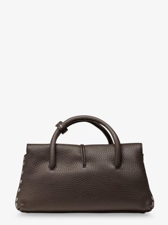 Zanellato Womens Crossbody Bag Dotta Hammered Leather Grey Shoulder
