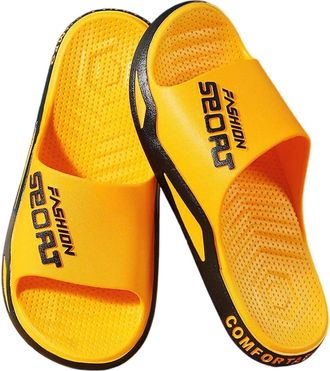 Generic Mens Slide Slippers For Indoor And Outdoor Use With Comfortable Breathable Design Ideal For Summer Beach Bathroom Casual Wear (Yellow, 3.5)