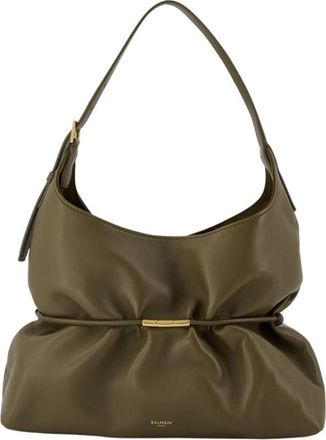 Balmain Sphynx Medium Bag - Dames - Schoudertassen - Groen - ONE Size - Leer - Tassen