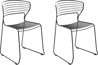 Beliani Conjunto De 2 Sillas De Jard&iacute;n De Metal Apilables Para Exterior Negro Pistoia