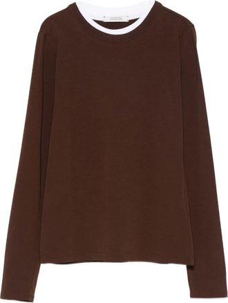 Dorothee Schumacher T-shirt met gelaagde hals - Bruin