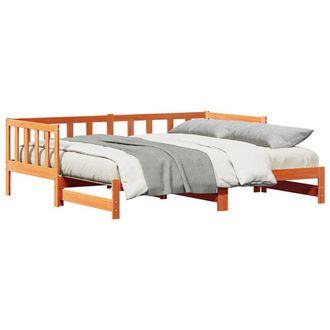 Berkfield Home Elegant Day bed with Trundle Wax Brown 180x200 cm Solid Wood Pine