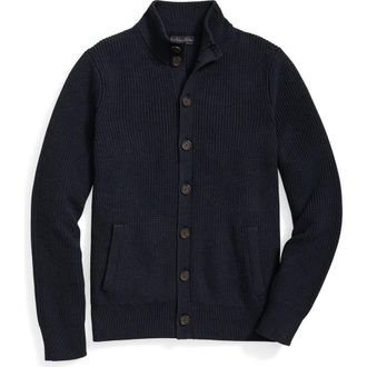 Brooks Brothers Button Front Cotton Cardigan in Bros Bros Blue at Nordstrom, Size Xx-Large