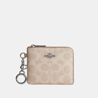 Coach Womens Small Corner Zip Wallet In Signature Canvas - Beige - One Size