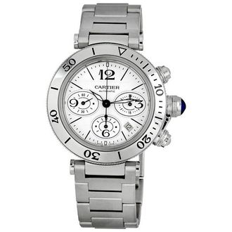 Cartier Pre-owned Cartier Pasha Seatimer Chronograph White Dial Mens Watch W31089M7