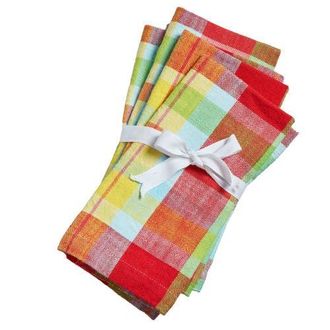 Tag Fresh Pick Plaid Napkin S/4 Multi Cotton Summer in Multicolored at Nordstrom