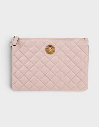 Versace Womens Logo Medusa Quilted Pouch Soft Pink Gold - Size: O/S