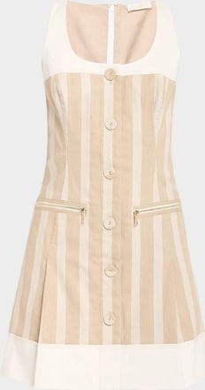 Ramy Brook Francesca Striped Button-Front Mini Dress