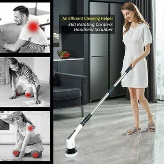 OEM Cepillo De Limpieza El&eacute;ctrico Inal&aacute;mbrico, Cepillo De Limpieza Inal&aacute;mbrico Con 9 Cabezales Reemplazables, Fregona El&eacute;ctrica Con Mango Ajustable Para B