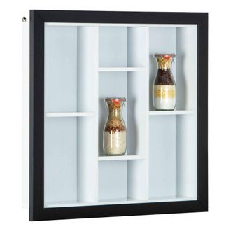 Dmora Librer&iacute;a De Pared Con Compartimentos De Almacenamiento, En Laminado Blanco Y Negro, 67x13,7x67 Cm, Con Embalaje Reforzado - Dmora