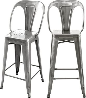 Rendez-Vous D&eacute;co Rendez-vous D&eacute;co - Set de 2 taburetes para isla de cocina en metal cromado 67 cm - Indus