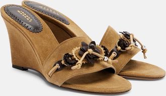 Isabel Marant Anee embellished suede wedge mules