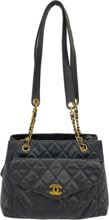 Chanel Black Grained Calfskin Tote Bag (Pre-Owned)
