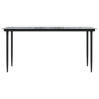 Berkfield Home Elegant Garden Dining Table Black 160x80x74cm Steel & Tempered Glass | Size: 160 x 80 x 74 cm