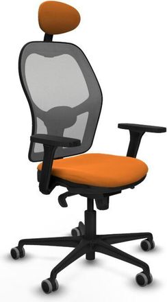 Piqueras y Crespo Piqueras Y Crespo - Jorquera Sincro Malla Gris Similpiel Naranja Brazos 3d Base Nailon Cabecero Fijo Ruedas 65mm Engomada