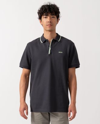 HUGO BOSS Mens Paddy 2 Polo Shirt in Charcoal Cotton - Size Large