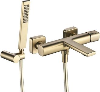 OEM Grifo De Ba&ntilde;era De Pared Laveo Tores Con Juego De Ducha, Oro Cepillado