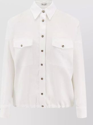 Brunello Cucinelli cotton shirt long sleeves drawstring hem pockets