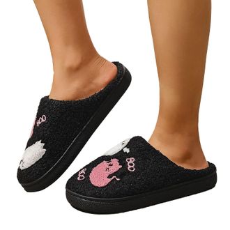 Generic Ghost Slippers Women Boo Slippers Cute Halloween Slipper Home Couple Slipper Warm Festival Sliders Slip-On House Shoes Plush Fuzzy Cushion Sliders For