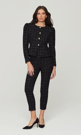 Generation Love Cynthia Windowpane Tweed Jacket in Checkered, Plaid, Black at Nordstrom, Size Xx-Small