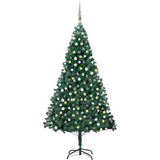 vidaXL &Aacute;rbol De Navidad Preiluminado Con Luces Y Bolas Verde 210 Cm Vidaxl