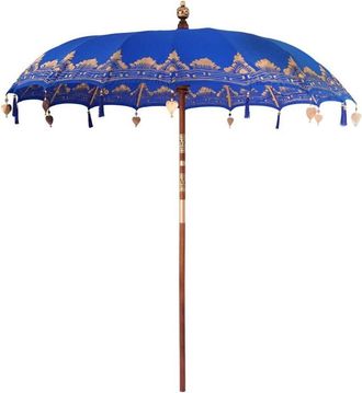 vidaXL Vidaxl - Parasol Balin&eacute;s Azul (210-220) X 260 Cm Algod&oacute;n Y Madera Maciza