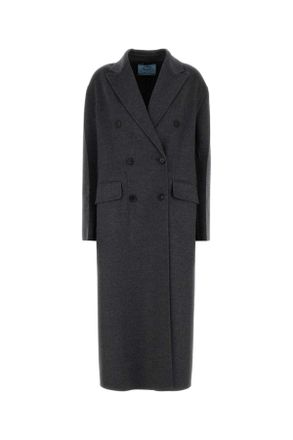 Prada Dark Grey Wool Blend Coat