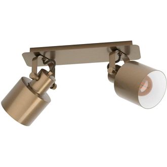 Loops Contemporary Brushed Creme-Gold & White Double Ceiling Spotlight