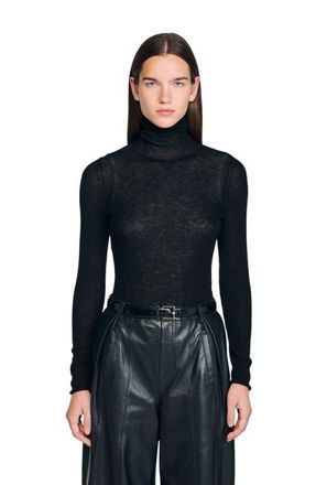 Sandro Layered turtleneck sweater in Black at Nordstrom, Size X-Small