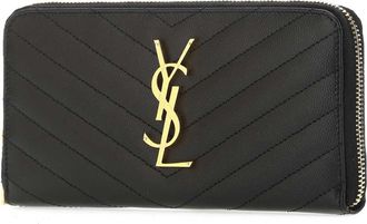 Saint Laurent Womens Black Leather Wallet 1000 Calf Skin Portafogli