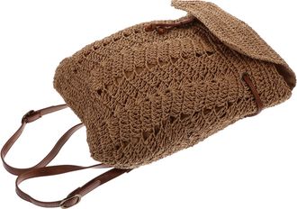 Kesyoo Womens Woven Straw Bag Backpack and Shoulder Bag Multifunctional Medium Size Light Brown Suitable for Beach and Summer Bag Lightweight and Breathable 