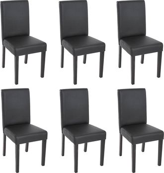 Hhg [nunca Usado] Juego De 6 Sillas De Comedor Silla De Cocina Littau, Polipiel, Negro Mate, Patas Oscuras