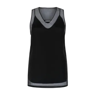 Ami Sleeveless Tops, female, Black, Size: XS Layered Silk Top