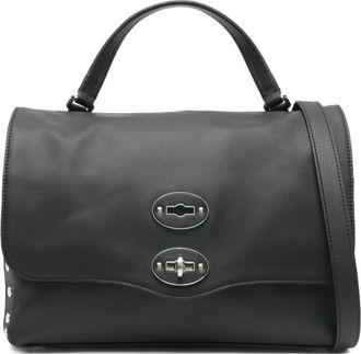Zanellato Black Silver Rivets Leather Shoulder Bag