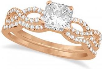 Allurez Infinity Princess Cut Lab Grown Diamond Bridal Ring Set 14k Rose Gold (0.63ct)
