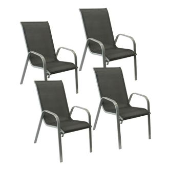 Happy Garden Pack De 4 Sillas Marbella En Textileno Gris Aluminio Gris