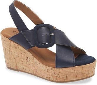 Cordani Dustin Slingback Platform Wedge Sandal in Navy Leather at Nordstrom, Size 7.5Us