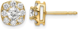 Diamond2Deal 14k Gold 1 ct Lab Grown Diamond Cushion Halo Stud Earrings VS Clarity, G-H Color