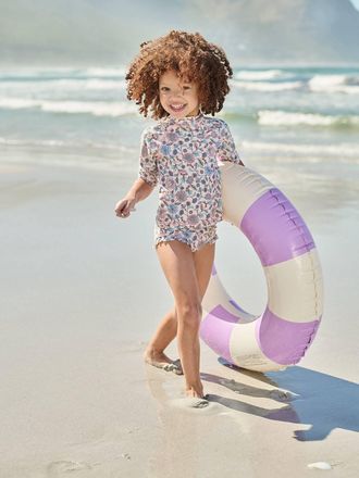 Vertbaudet M&auml;dchen Strand-Set: UV-Badeshirt & Badehose mit R&uuml;schen rosa nude