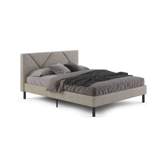 Dmora Cama Doble de Tela Gris